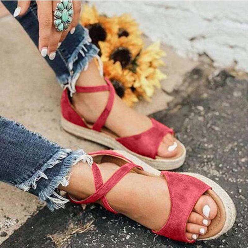 Peep Toe Design Roman Woman Flat Sandals