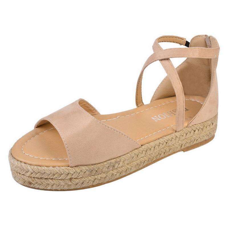 Peep Toe Design Roman Woman Flat Sandals