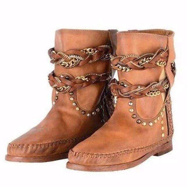 Low Heel Chunky Stretch Women Boots