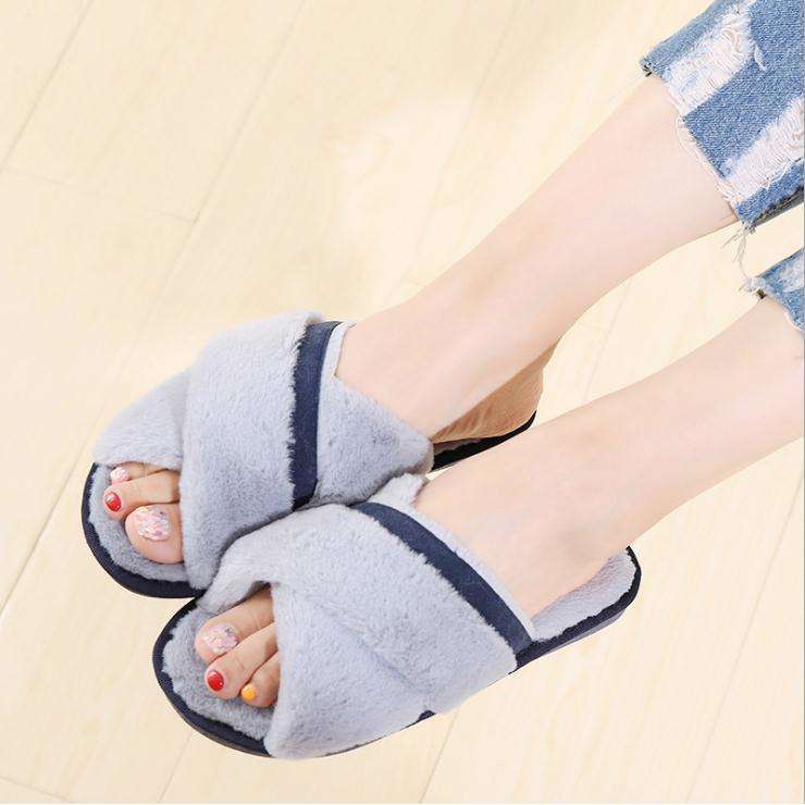 Faux Fur Women Home Slippers