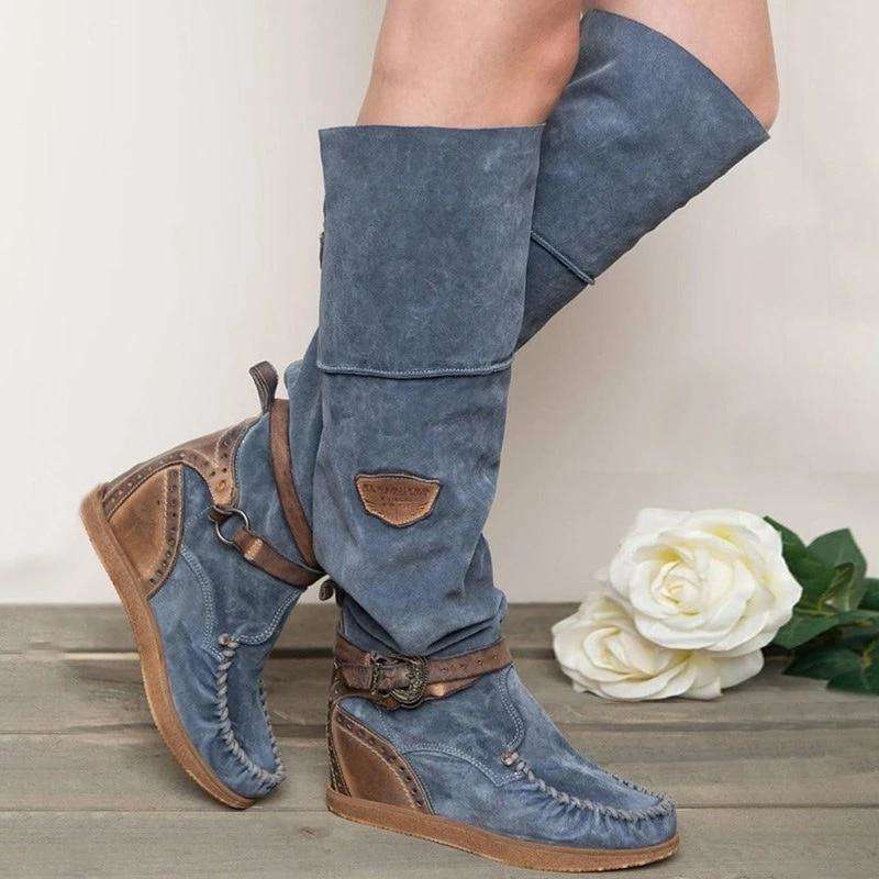 Low Heel - Over The Knee Tassel Boots