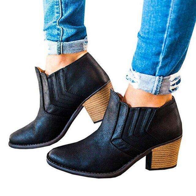 Slip-On Elastic Ankle High Boots