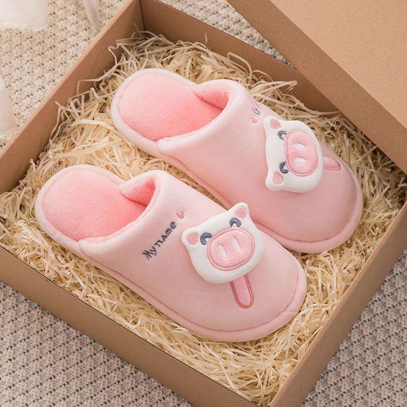 Casual Fur Pig Slippers For Home