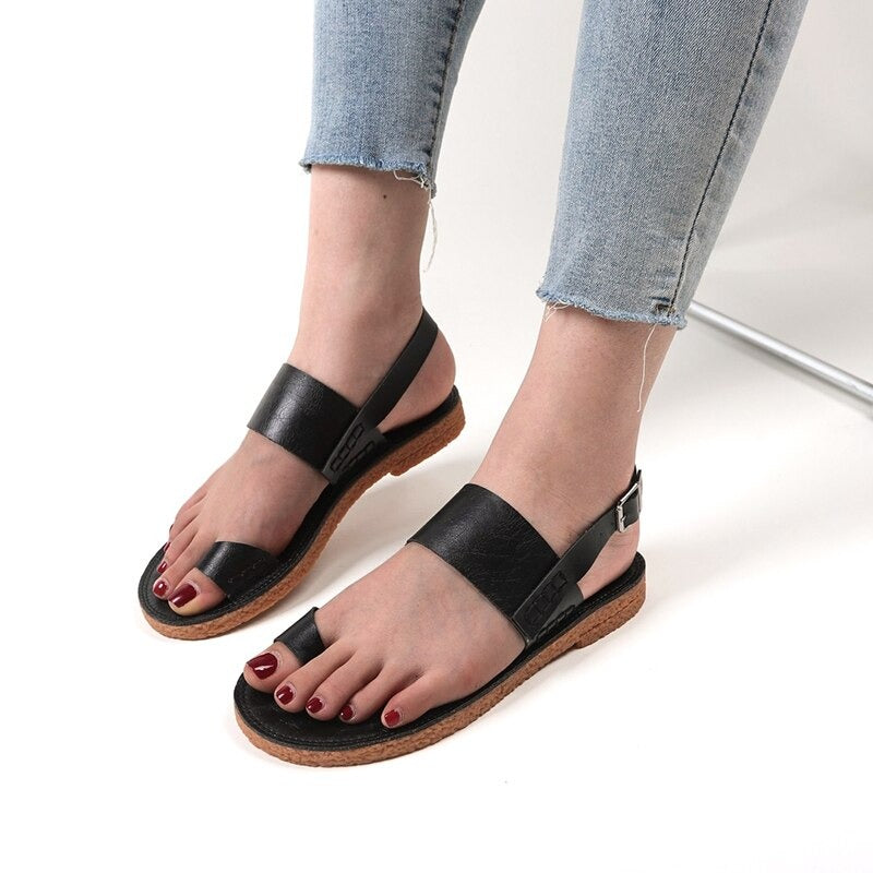 Women Real Leather Buckle Shoes