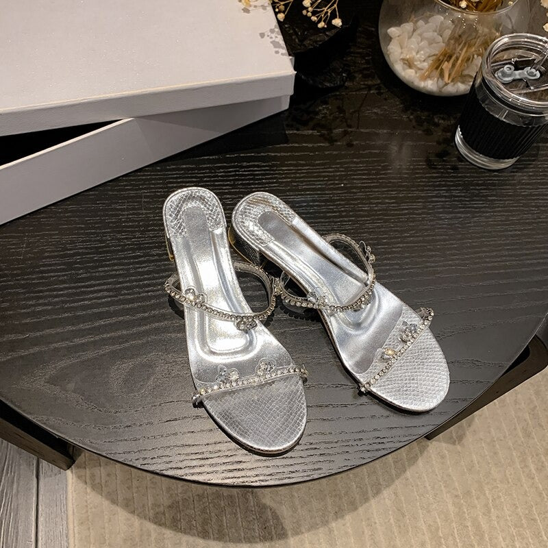 Rhinestone Strap heeled Women Sandals