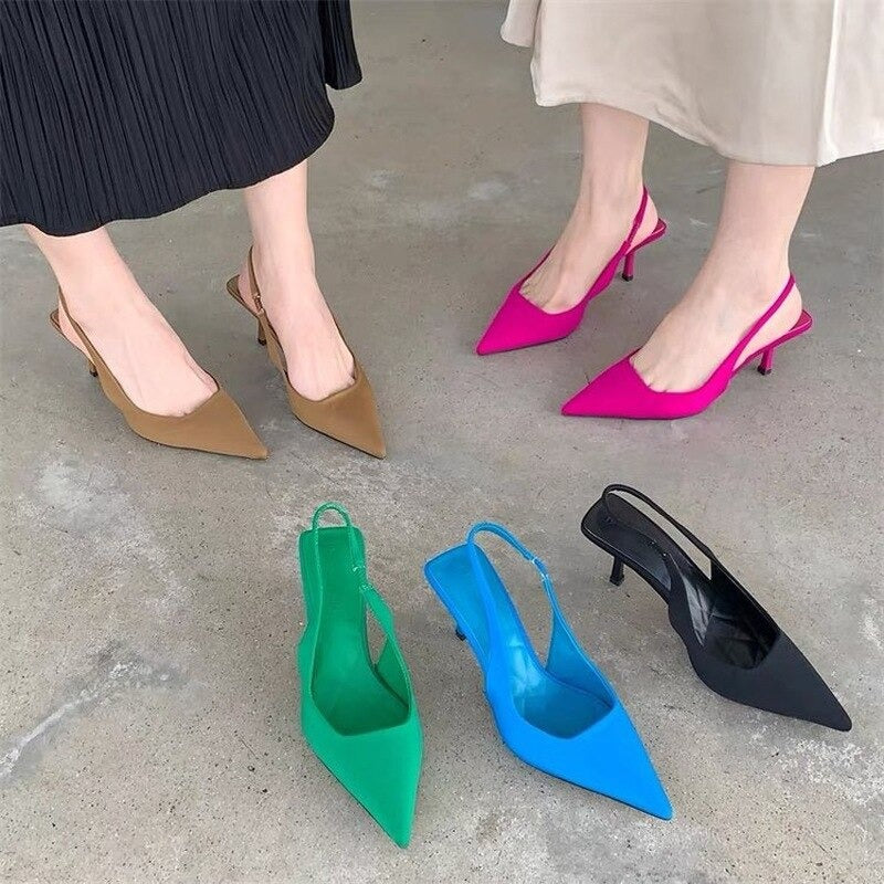 Women Pointed Toe Mesh Slingback