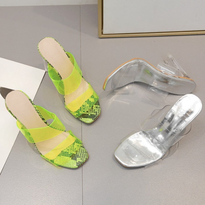 Women PVC Jelly Crystal Slides