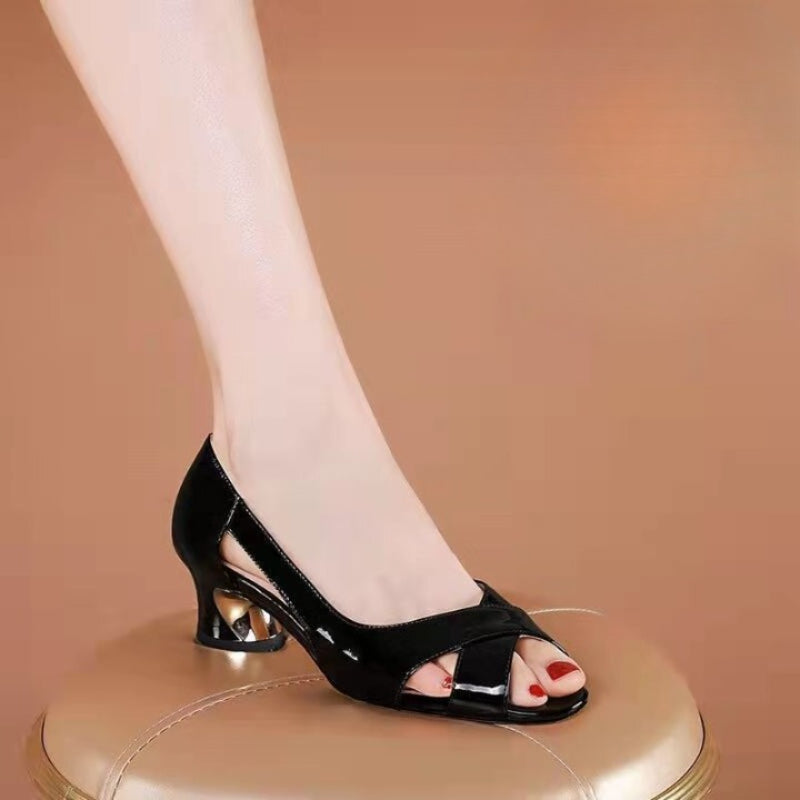 Women's Thick Heel Hollow Korean