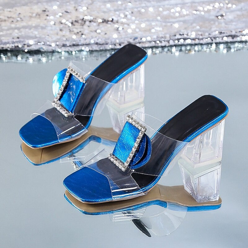 Women Thick Crystal High Heels