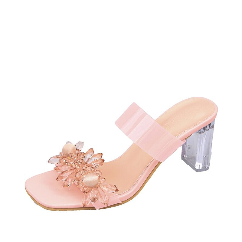 Women Slippers Fashion Crystal Heel