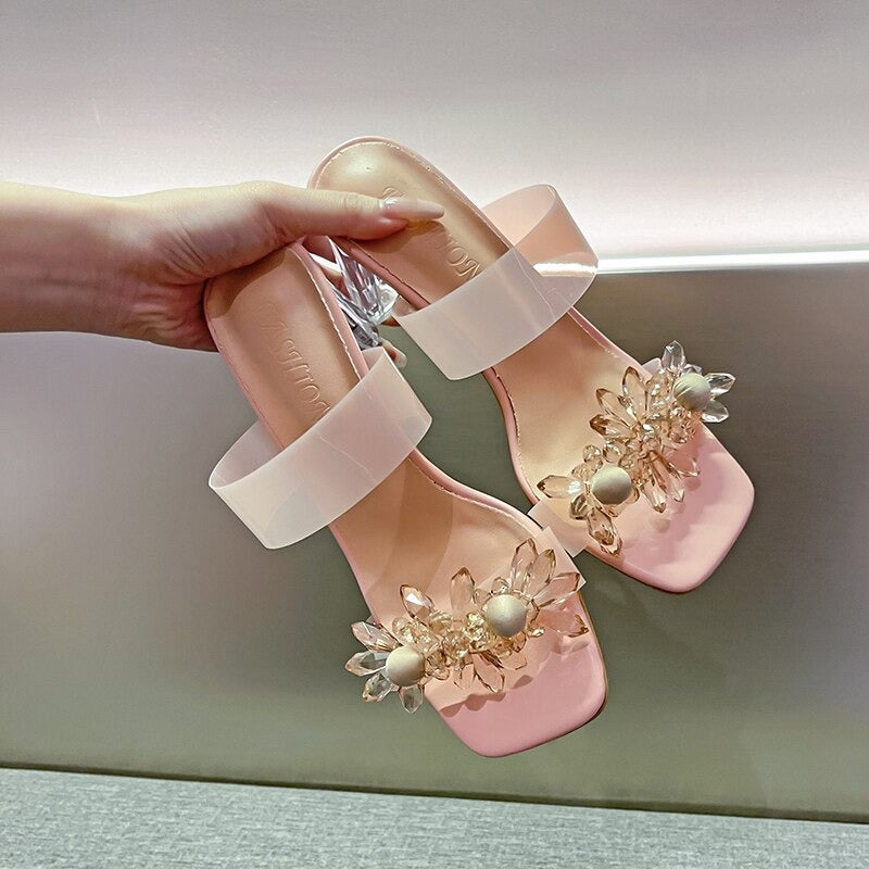 Women Slippers Fashion Crystal Heel