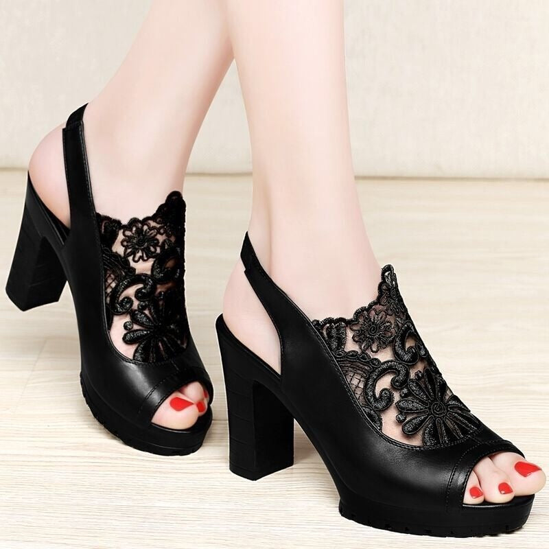 Women Peep Toe Sandals Mesh