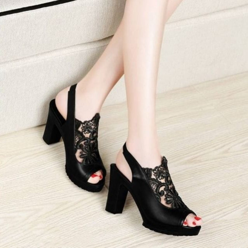 Women Peep Toe Sandals Mesh