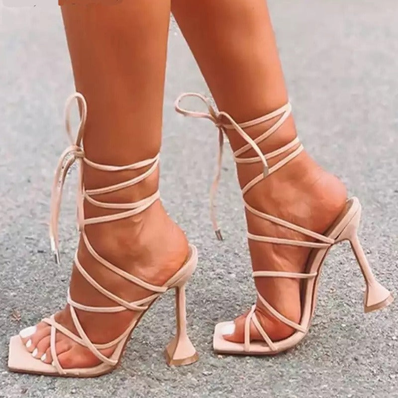 Women Peep Toe Lace-Up