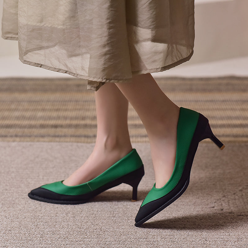 Toe Thin Heels Stitched Office