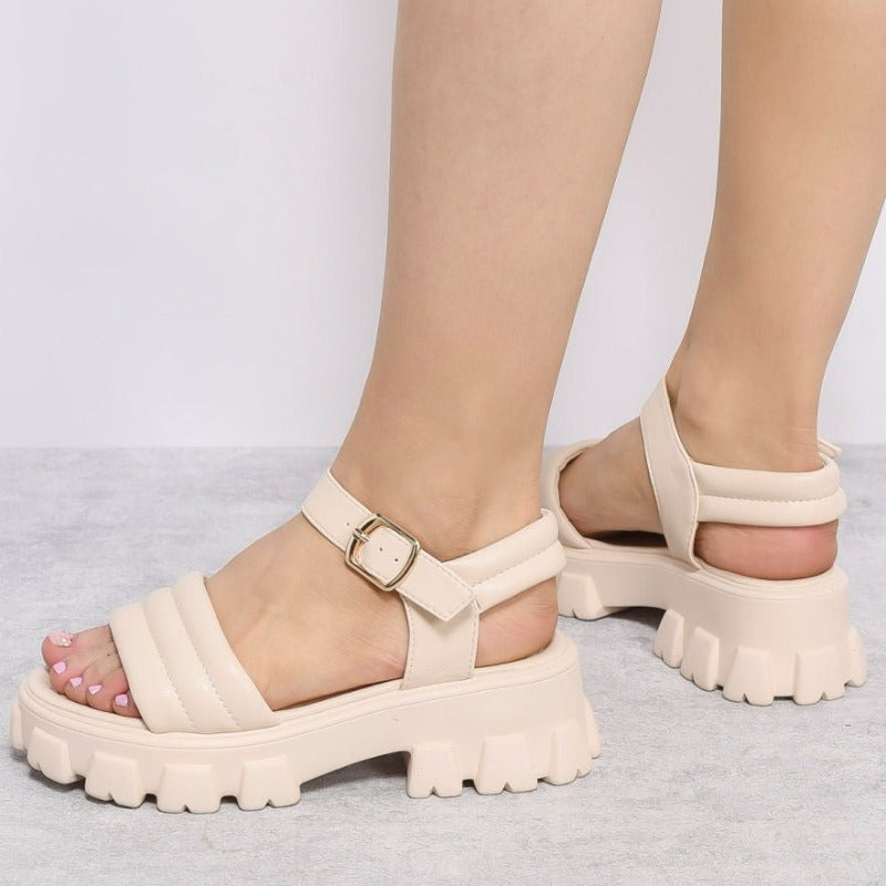 Buckle Strap Thick Sole Flat Sandal