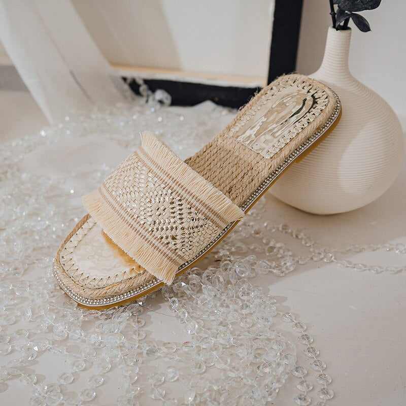 Women's Summer Woven Straw Slippers