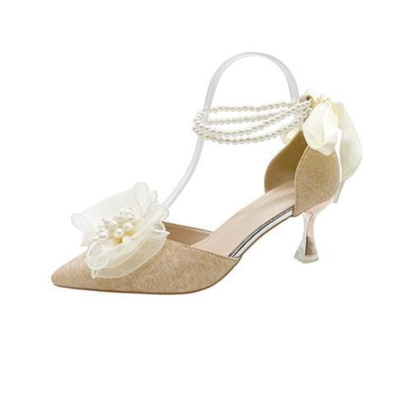 White Beaded for Women Heels