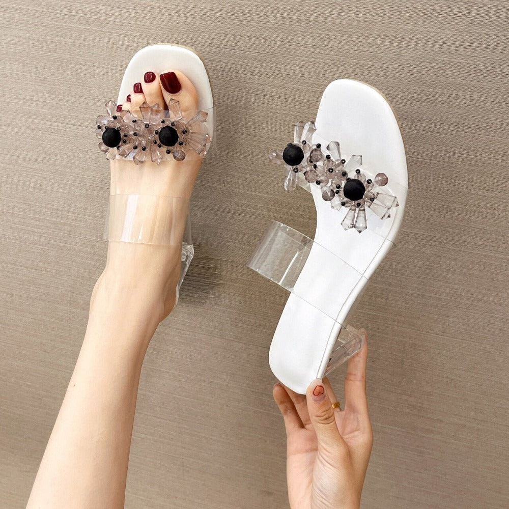 Fashion Transparent Flower High Heels