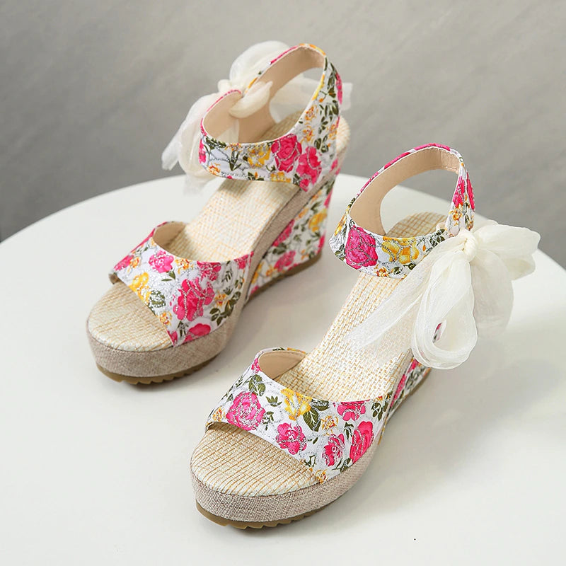 Women Leisure Lace Party Wedge Sandals