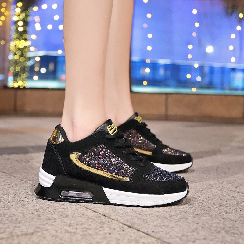 Women's Wedges Sequins Shake Sneakers