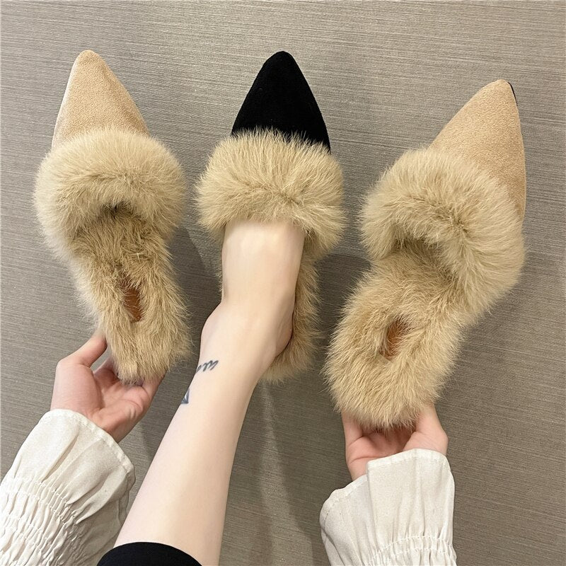 Shallow Mouth Comfortable High-Heeled Slippers