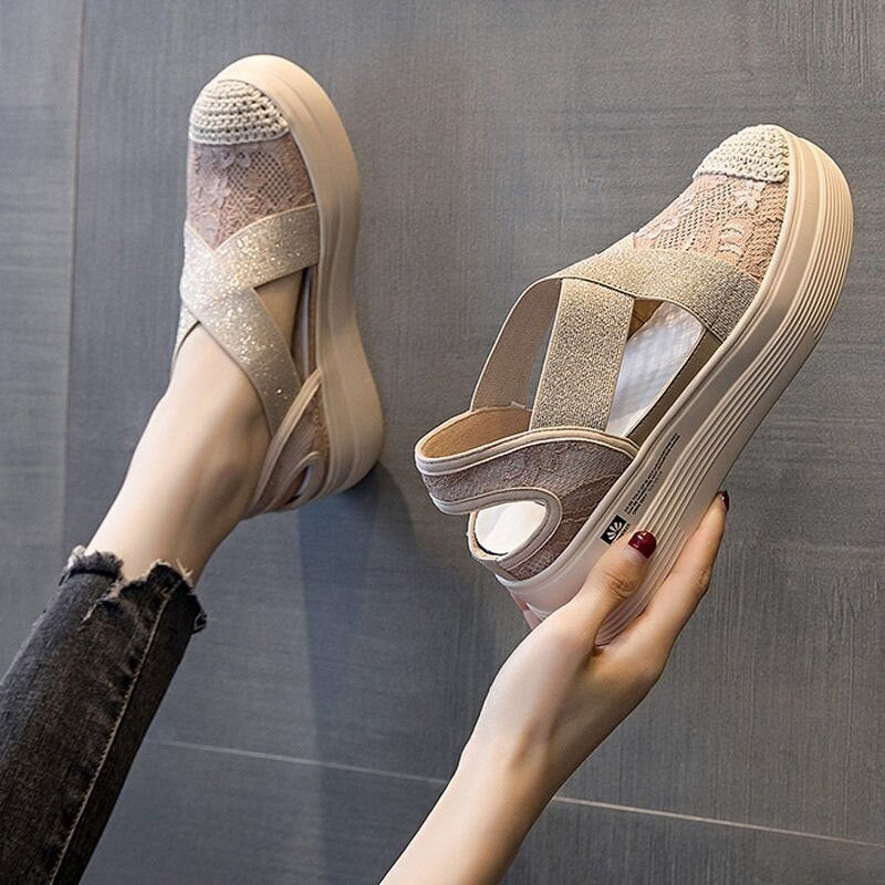 Mesh Elastic Bandage Casual Platform Summer Sandal