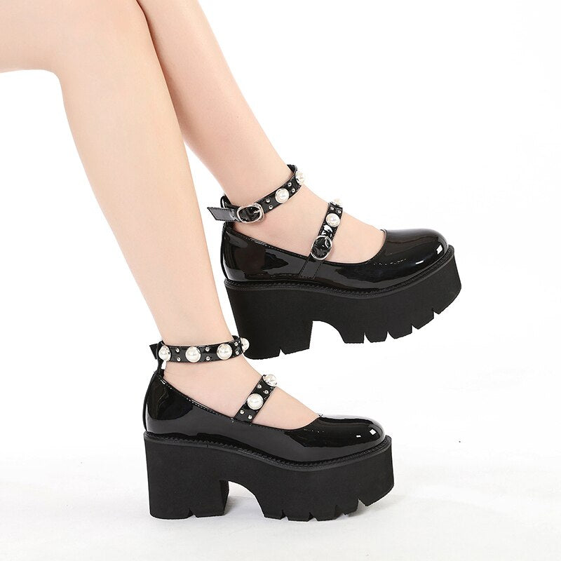 Waterproof Platform College Student High Heels