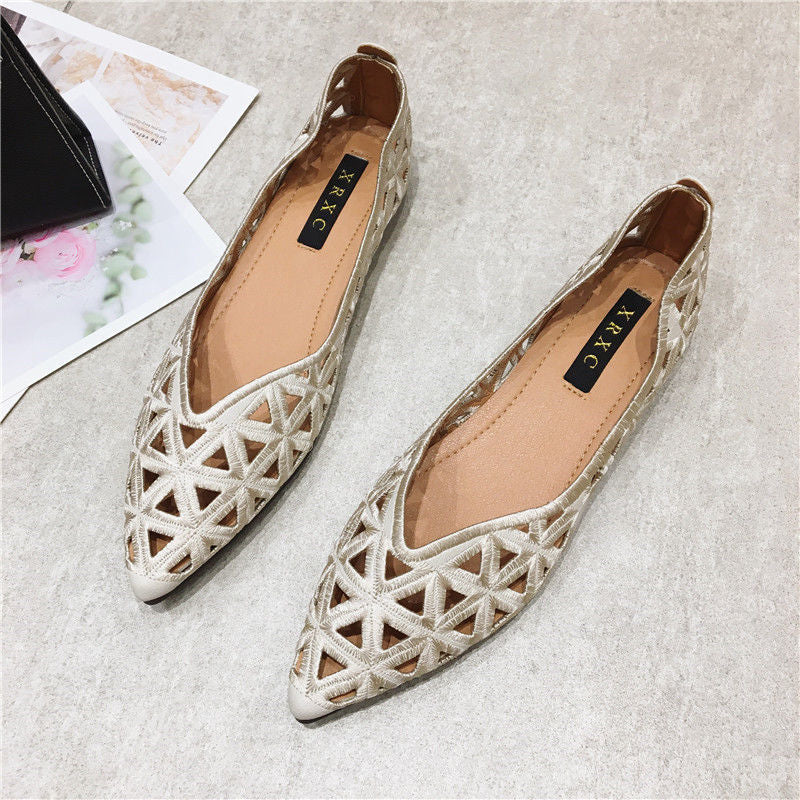 Pointed Toe Perforated Women's Shoes