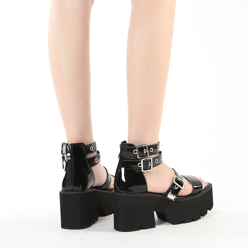 Black Punk Gothic Heel For Women