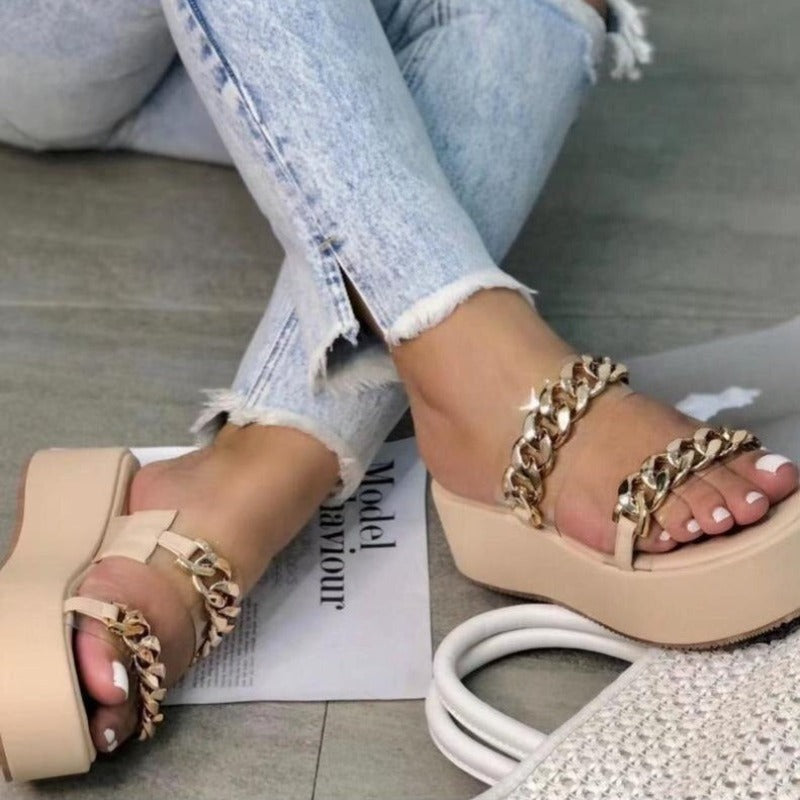 Chain Soft Bottom Wedge Sandals