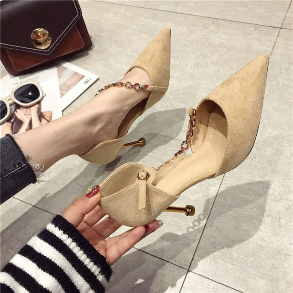 Slim-Heeled Shallow High-Heeled Shoes