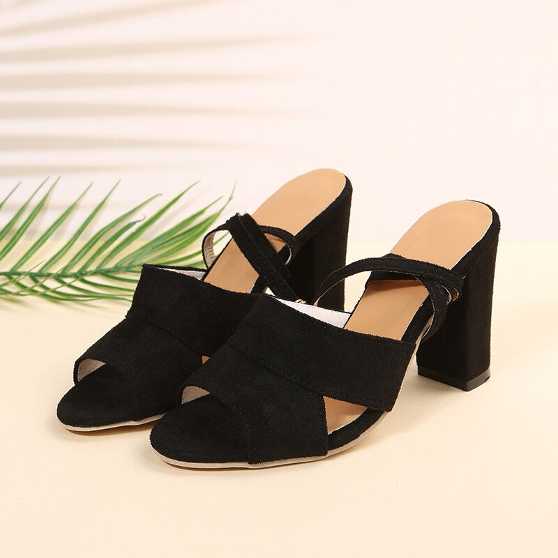 Classic Elegant Peep-Toe Block Heels