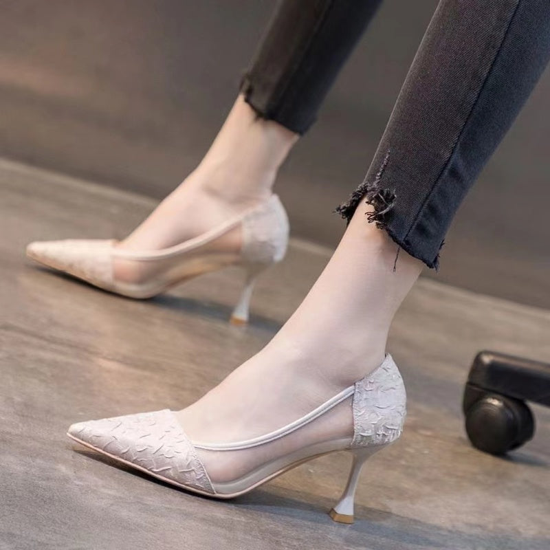 Satin Silk Weave Women Pumps High Heels