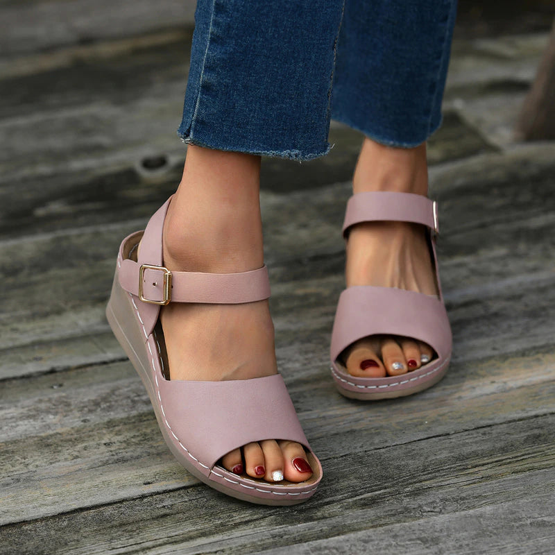 Non-Slip Rubber Sole Peep Toe Flat Sandal