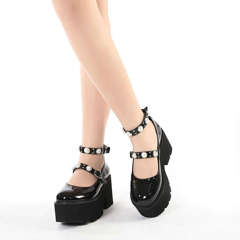 Waterproof Platform College Student High Heels