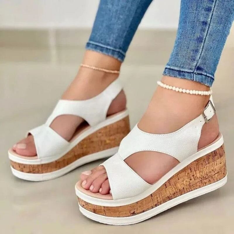 Summer Lady Sexy Elegant Thick Bottom Wedge Peep Toe Sandals