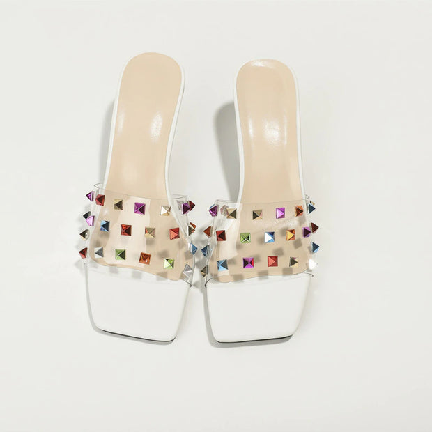 Transparent Thick Crystal Heeled