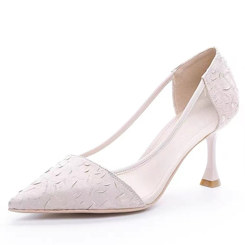 Satin Silk Weave Women Pumps High Heels