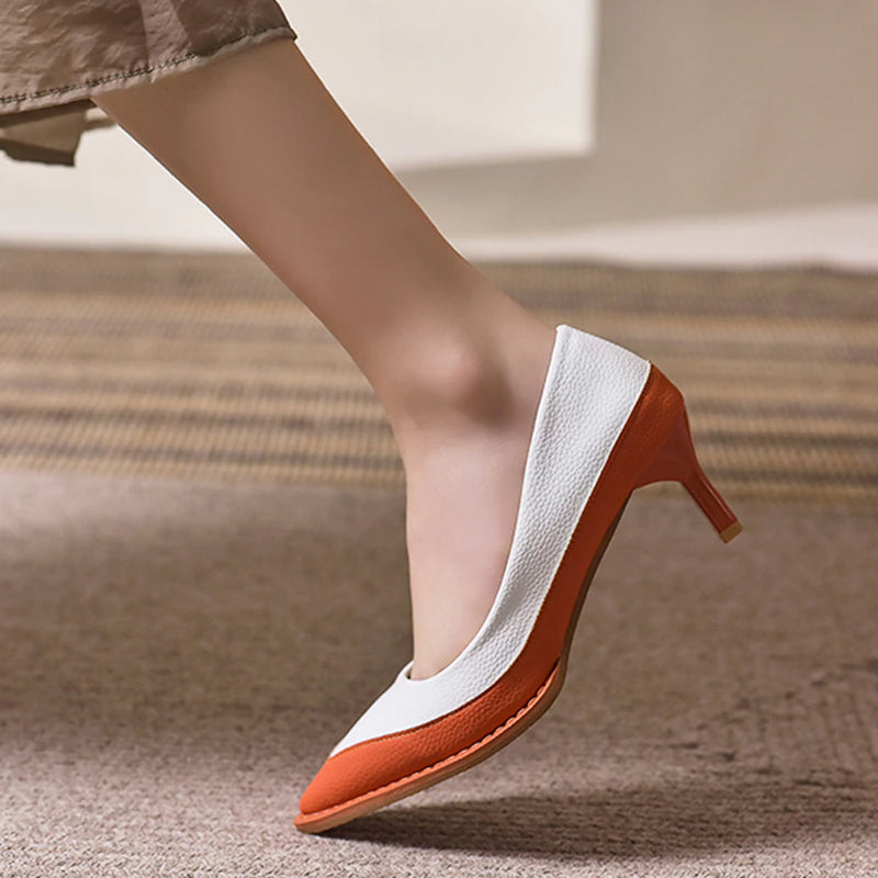 Toe Thin Heels Stitched Office