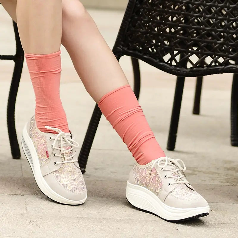 Women's Wedge Sneakers With Mesh