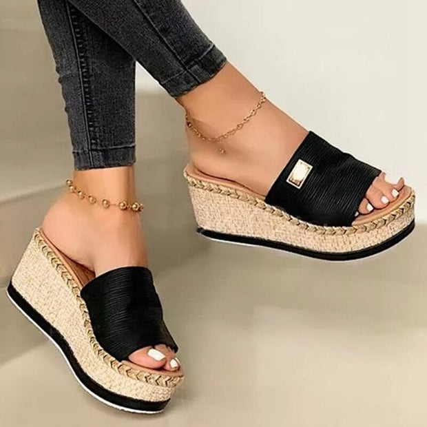 Women's Basic Knitted Clog Wedge Sandals