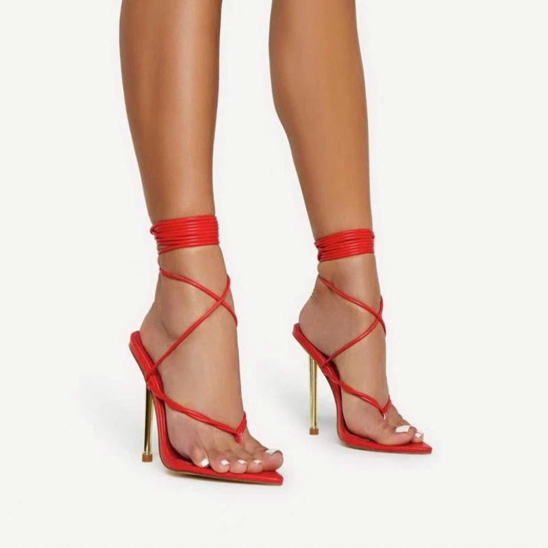 PU Cross-Thin High Heels