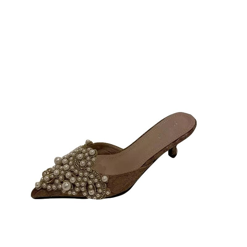 Elegant String Bead Crystal High Heels For Women