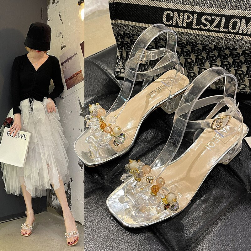 Summer Women Casual Jelly High Heel Sandals