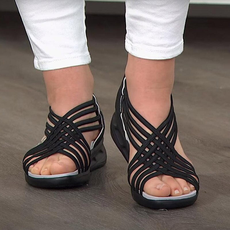 Retro Cross Strap Slip-On Sandals