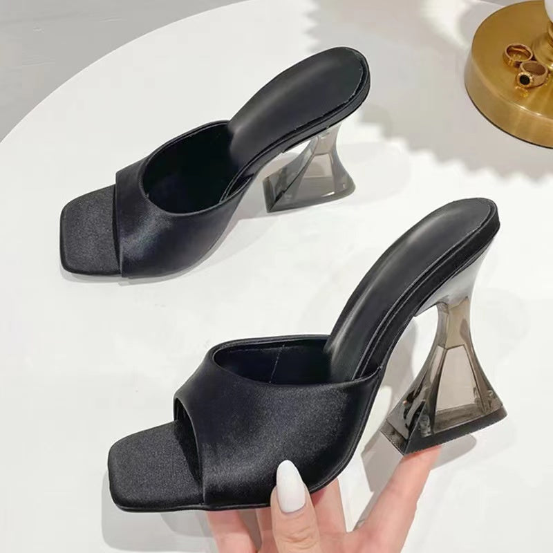 Crystal High Heels Slippers For Ladies