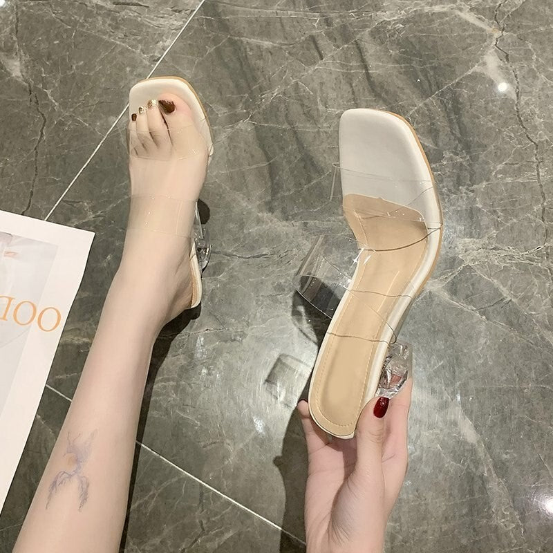 Heels Shoes Woman Transparent Sandals