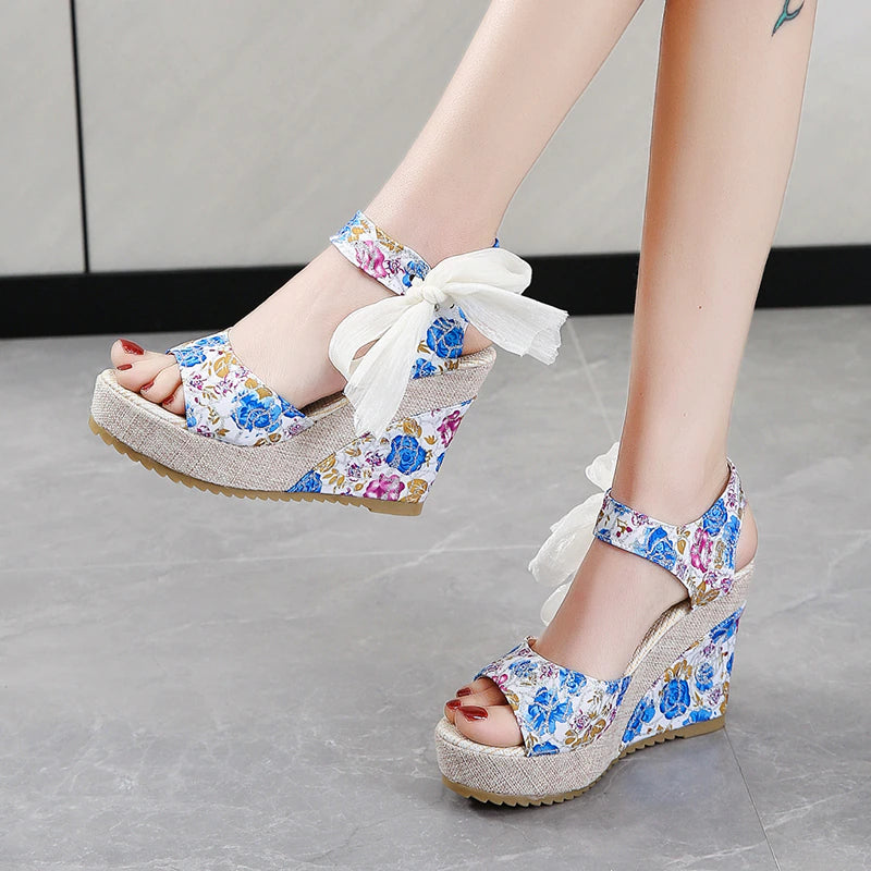 Women Leisure Lace Party Wedge Sandals