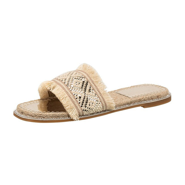 Women's Summer Woven Straw Slippers